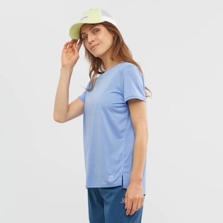 Light Blue Salomon Outline Summer Short Sleeve Women\'s T-Shirts | IE UZ9230